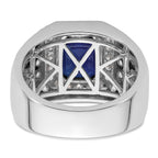 10k White Gold 1 7/8 carat Lab Grown Diamond VS/SI+ G+ and Lab Created Blue Sapphire Men's Ring
