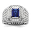 10k White Gold 1 7/8 carat Lab Grown Diamond VS/SI+ G+ and Lab Created Blue Sapphire Men's Ring