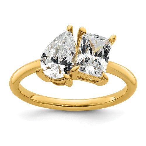 Pear & Radiant Two-Stone Lab-Grown Diamond Ring in 14K Yellow Gold (2.5 ct. tw.), Size 7 - Sophia Jewelers