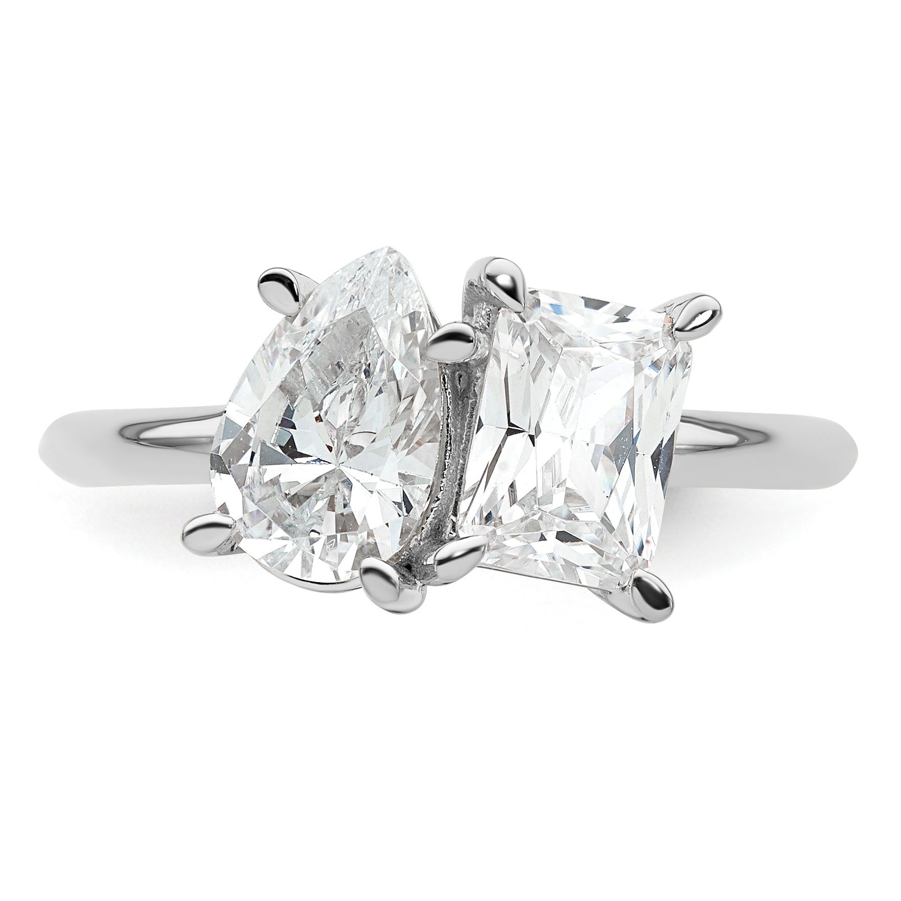 14k WG Certified Lab Grown VS/SI FGH Dia Pear/Radiant Two-stone Complete Ri