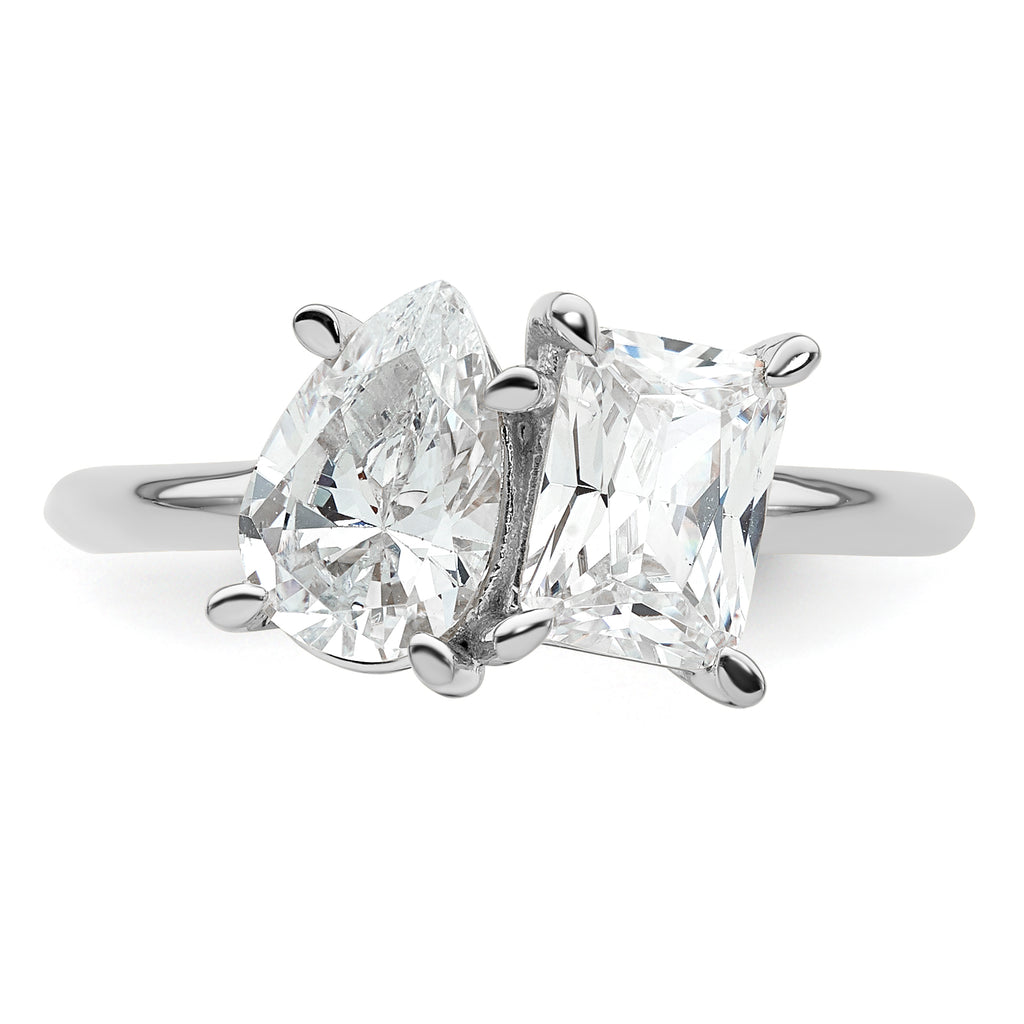 14k WG Certified Lab Grown VS/SI FGH Dia Pear/Radiant Two-stone Complete Ri
