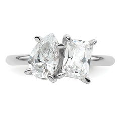 14k WG Certified Lab Grown VS/SI FGH Dia Pear/Radiant Two-stone Complete Ri