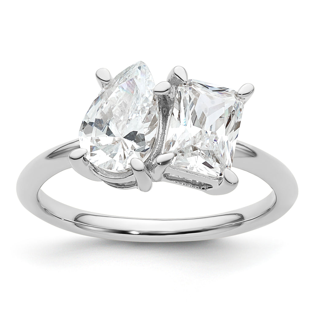 14k WG Certified Lab Grown VS/SI FGH Dia Pear/Radiant Two-stone Complete Ri