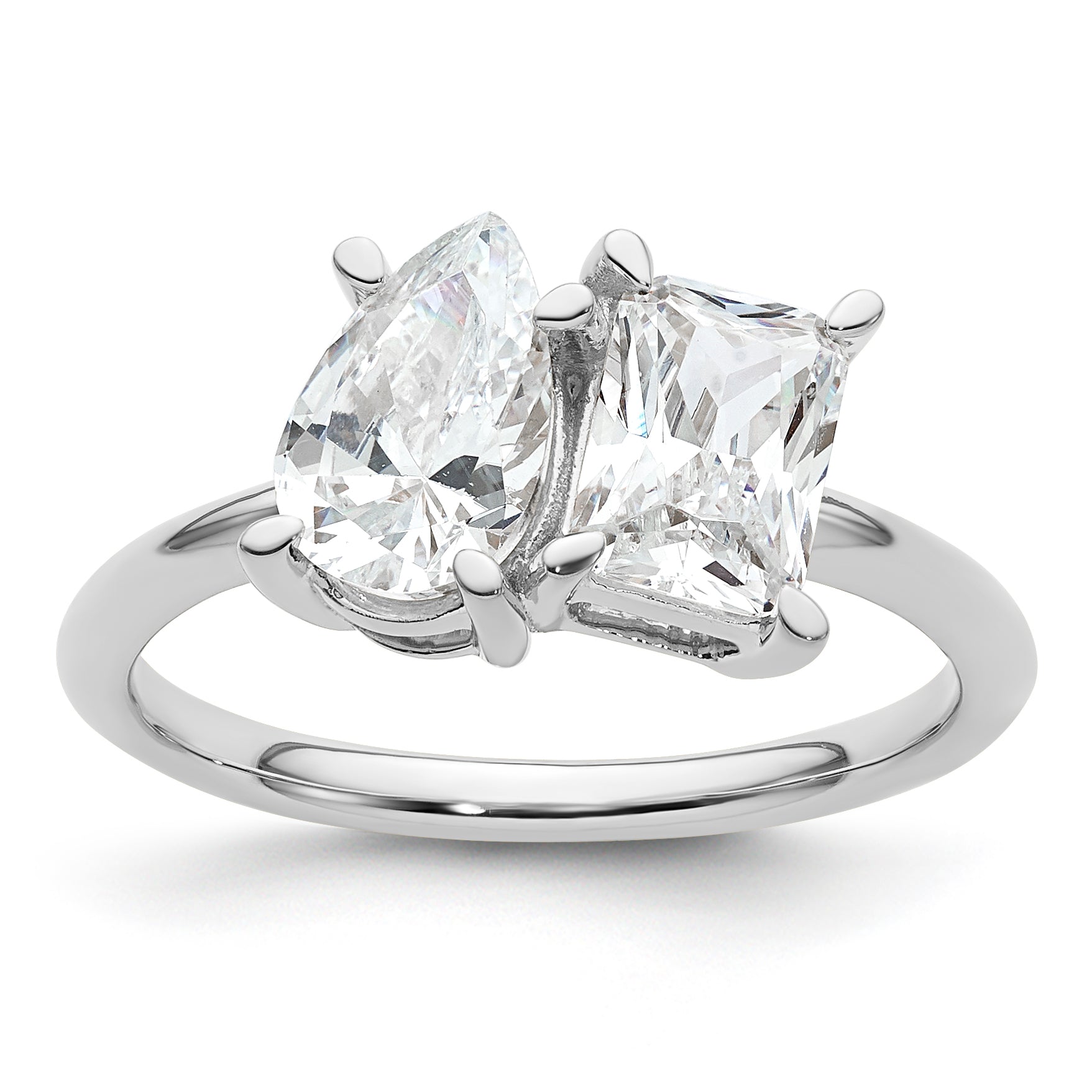 14k WG Certified Lab Grown VS/SI FGH Dia Pear/Radiant Two-stone Complete Ri