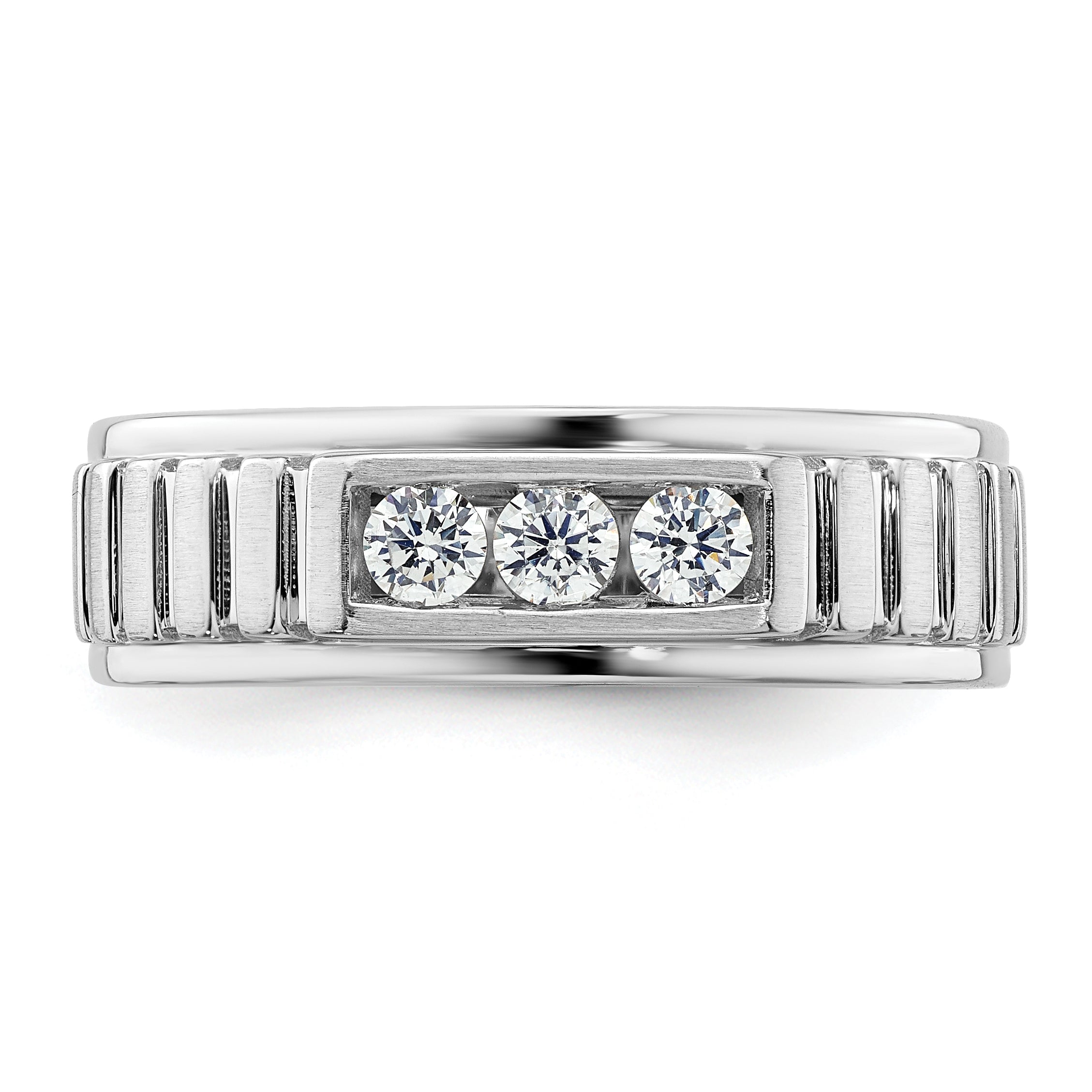 14K White Gold Lab Grown Diamond VS/SI+ G+ Men's Band