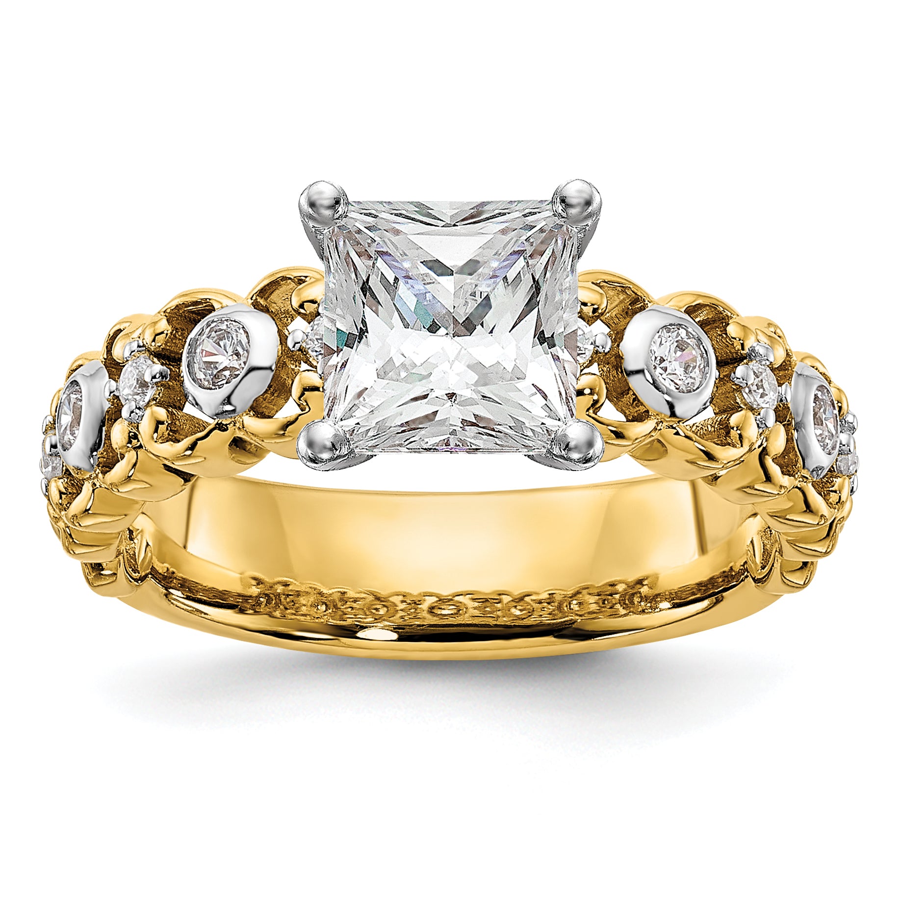 14k Two Tone 1/5 carat Lab Grown Diamond VS/SI+ G+ Semi Mount Peg Set Engagement Ring