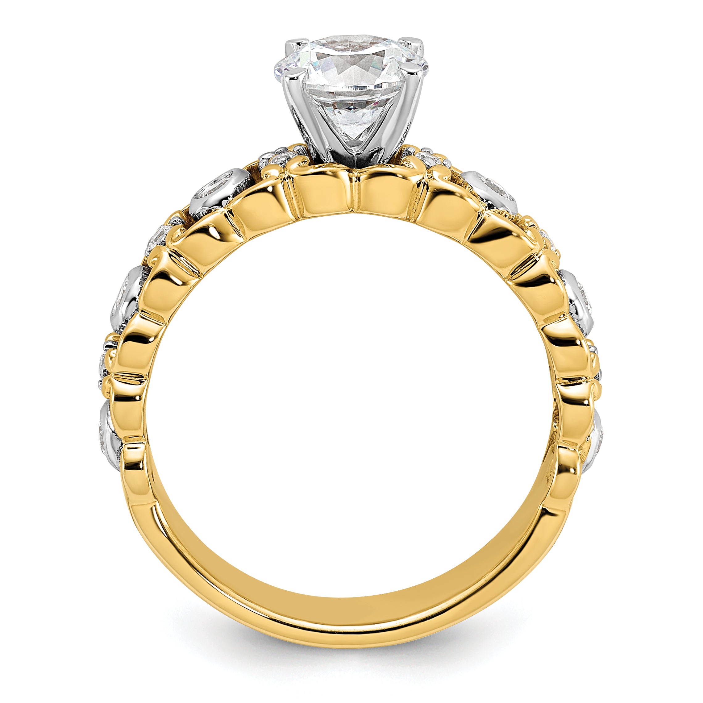 14k Two Tone 1/5 carat Lab Grown Diamond VS/SI+ G+ Semi Mount Peg Set Engagement Ring
