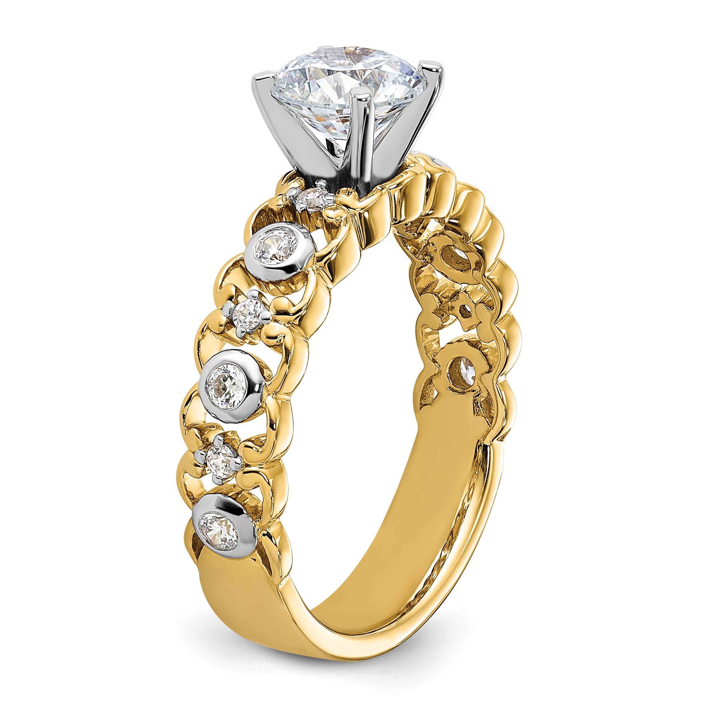 14k Two Tone 1/5 carat Lab Grown Diamond VS/SI+ G+ Semi Mount Peg Set Engagement Ring
