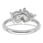 14k White Gold 2 1/8 carat Lab Grown Diamond VS+ F+ Round and Heart Complete Asymmetrical Two Stone Engagement Ring