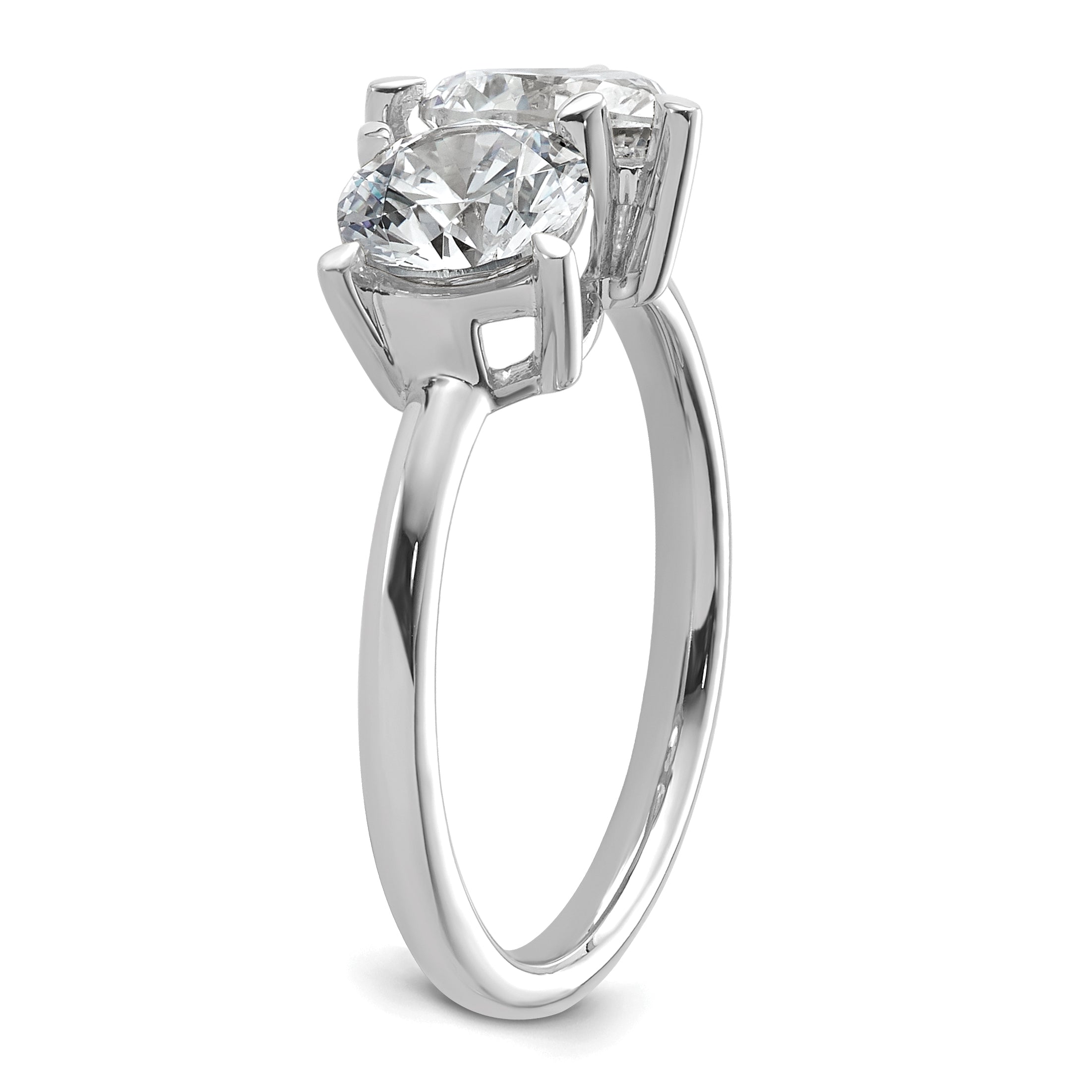 14k White Gold 2 1/8 carat Lab Grown Diamond VS+ F+ Round and Heart Complete Asymmetrical Two Stone Engagement Ring