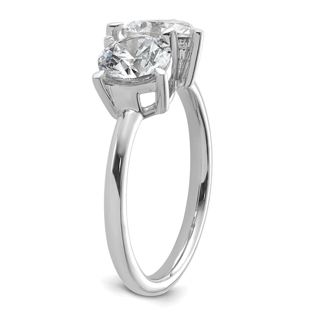 14k White Gold 2 1/8 carat Lab Grown Diamond VS+ F+ Round and Heart Complete Asymmetrical Two Stone Engagement Ring