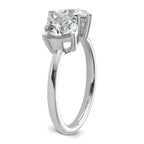 14k White Gold 2 1/8 carat Lab Grown Diamond VS+ F+ Round and Heart Complete Asymmetrical Two Stone Engagement Ring