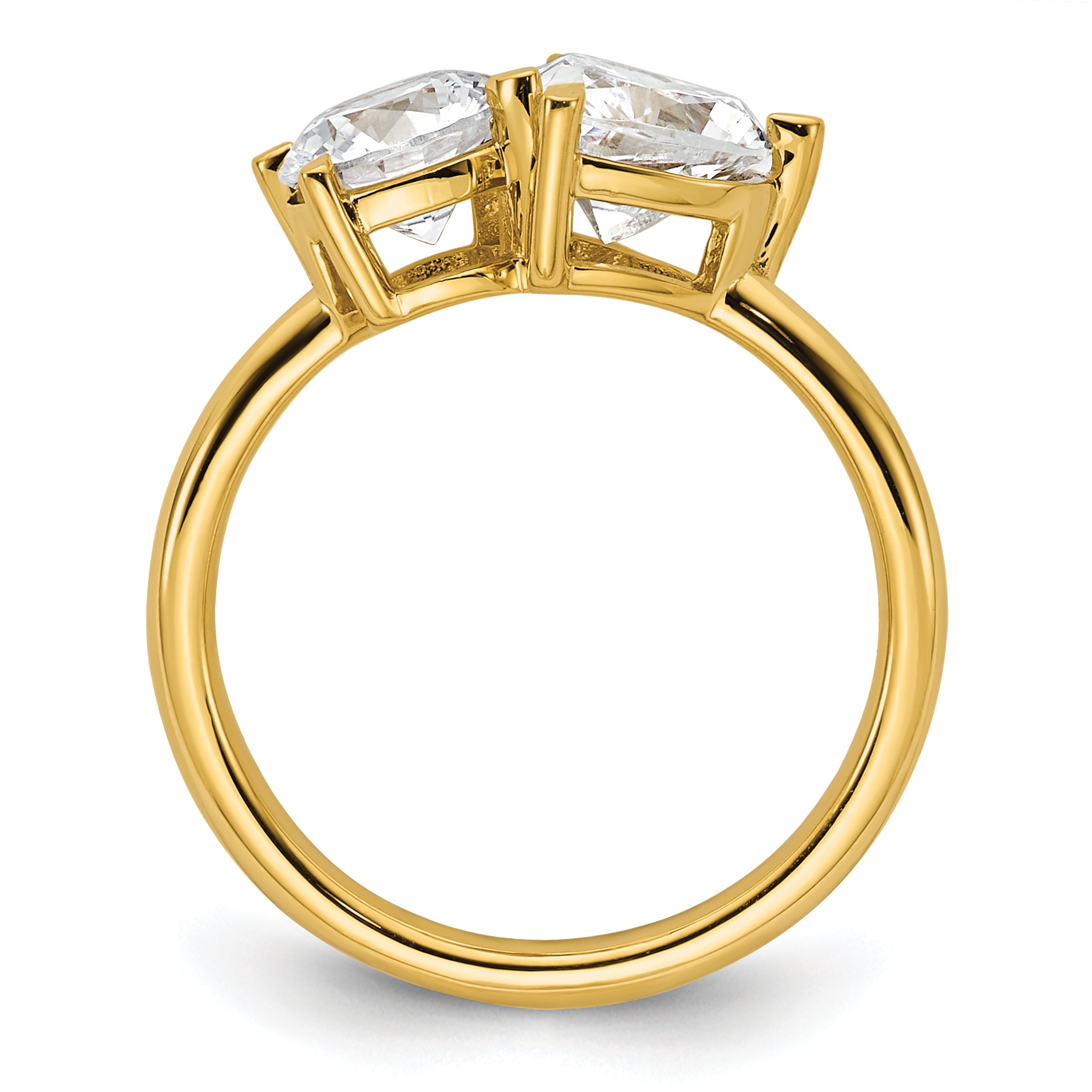 14k Two Stone 1 carat Round and 1 1/8 carat Heart Ring Mounting (No Stones Included)