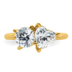 14k Two Stone 1 carat Round and 1 1/8 carat Heart Ring Mounting (No Stones Included)