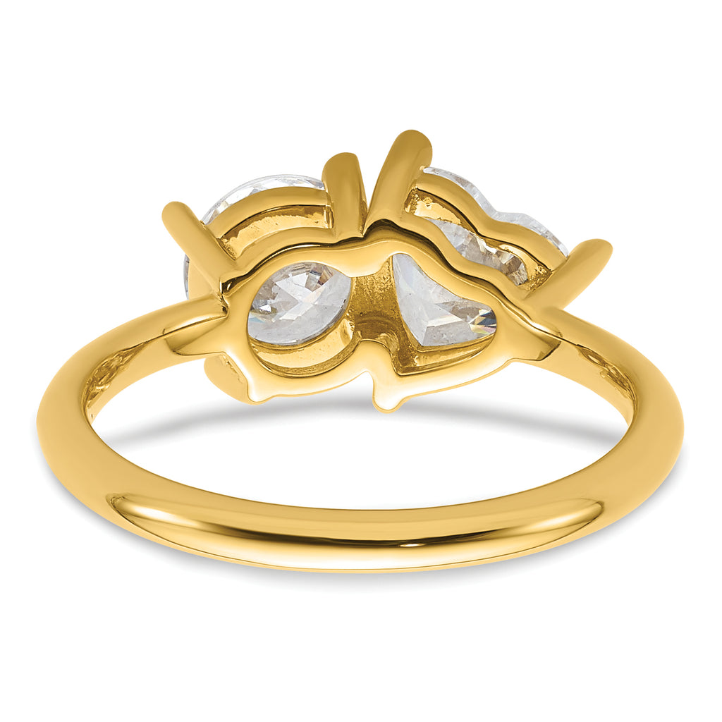 14k Two Stone 1 carat Round and 1 1/8 carat Heart Ring Mounting (No Stones Included)