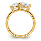 14k 2 1/8 carat Lab Grown Diamond VS+ F+ Round and Heart Complete Asymmetrical Two Stone Engagement Ring