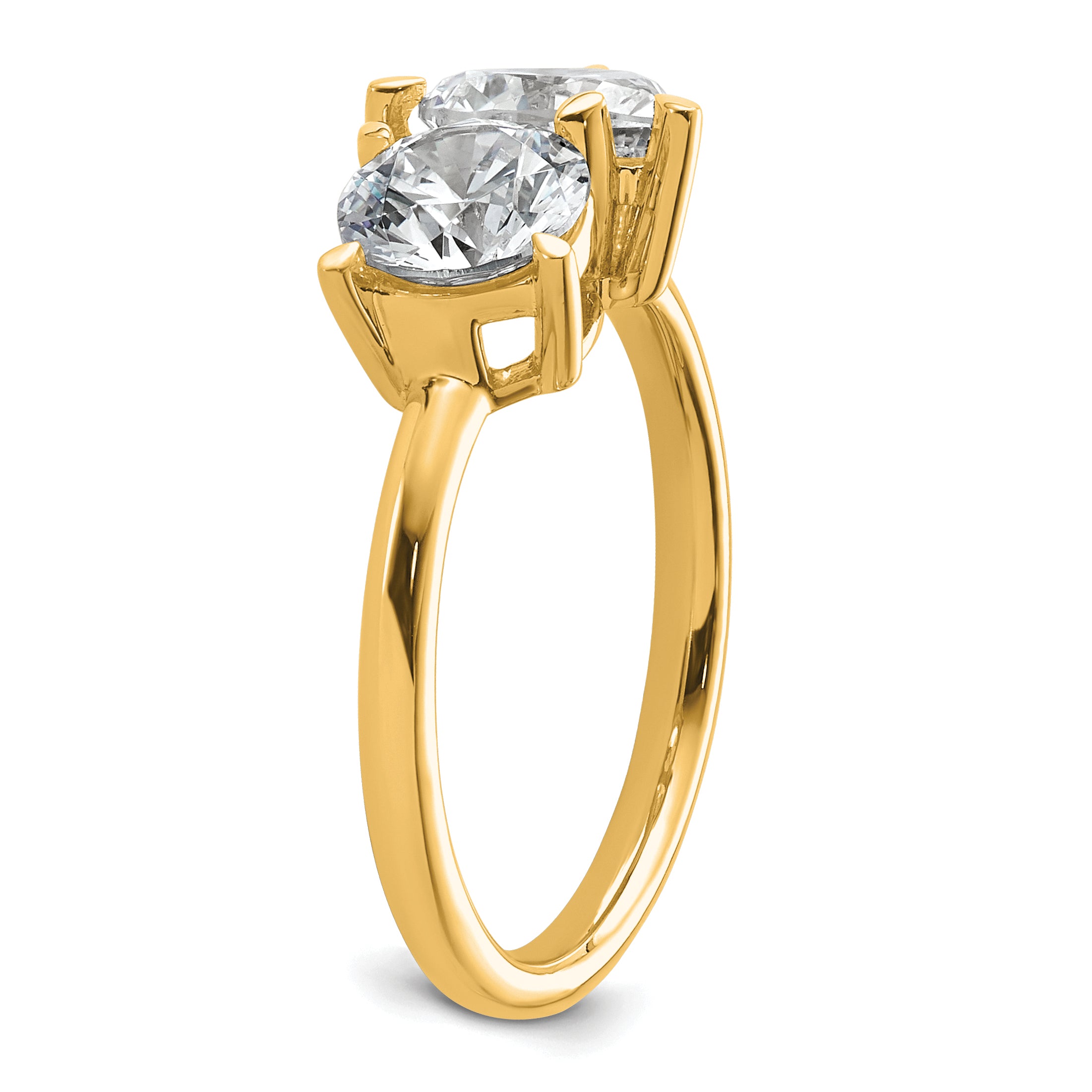 14k 2 1/8 carat Lab Grown Diamond VS+ F+ Round and Heart Complete Asymmetrical Two Stone Engagement Ring