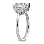 14k White Gold 2 carat Lab Grown Diamond VS+ F+ Cushion and Pear Complete Asymmetrical Two Stone Engagement Ring