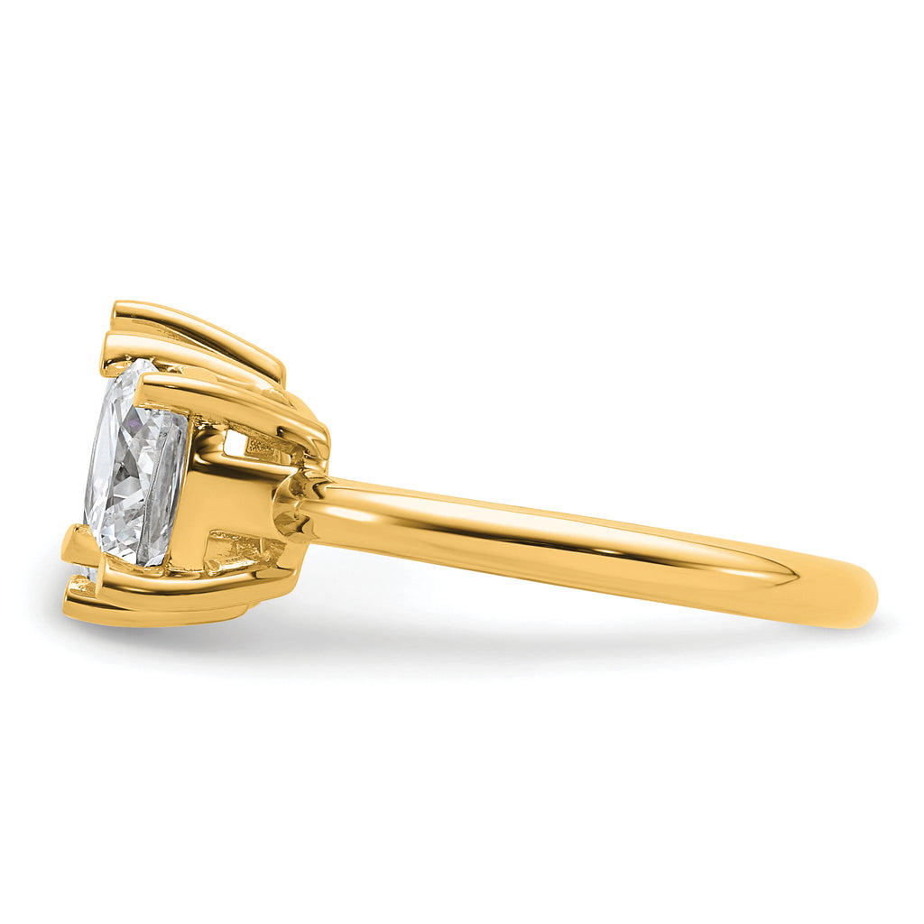 14k 2 carat Lab Grown Diamond VS+ F+ Cushion and Pear Complete Asymmetrical Two Stone Engagement Ring