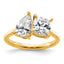 14k 2 carat Lab Grown Diamond VS+ F+ Cushion and Pear Complete Asymmetrical Two Stone Engagement Ring