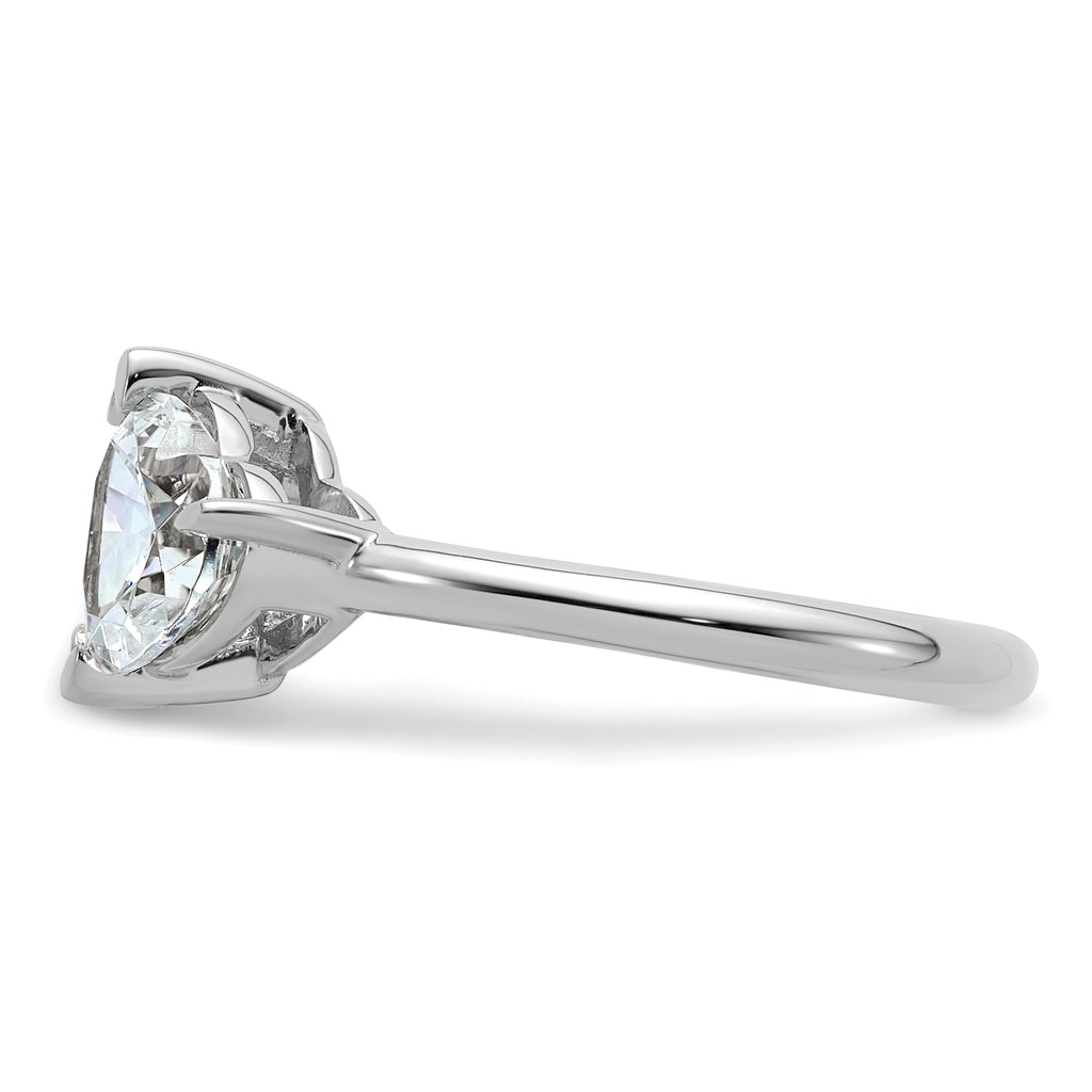 14k White Gold 2 1/8 carat Lab Grown Diamond VS+ F+ Princess and Heart Complete Asymmetrical Two Stone Engagement Ring