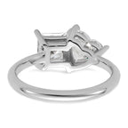14k White Gold 2 1/8 carat Lab Grown Diamond VS+ F+ Princess and Heart Complete Asymmetrical Two Stone Engagement Ring