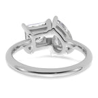 14k White Gold 2 carat Lab Grown Diamond VS+ F+ Princess and Pear Complete Asymmetrical Two Stone Engagement Ring