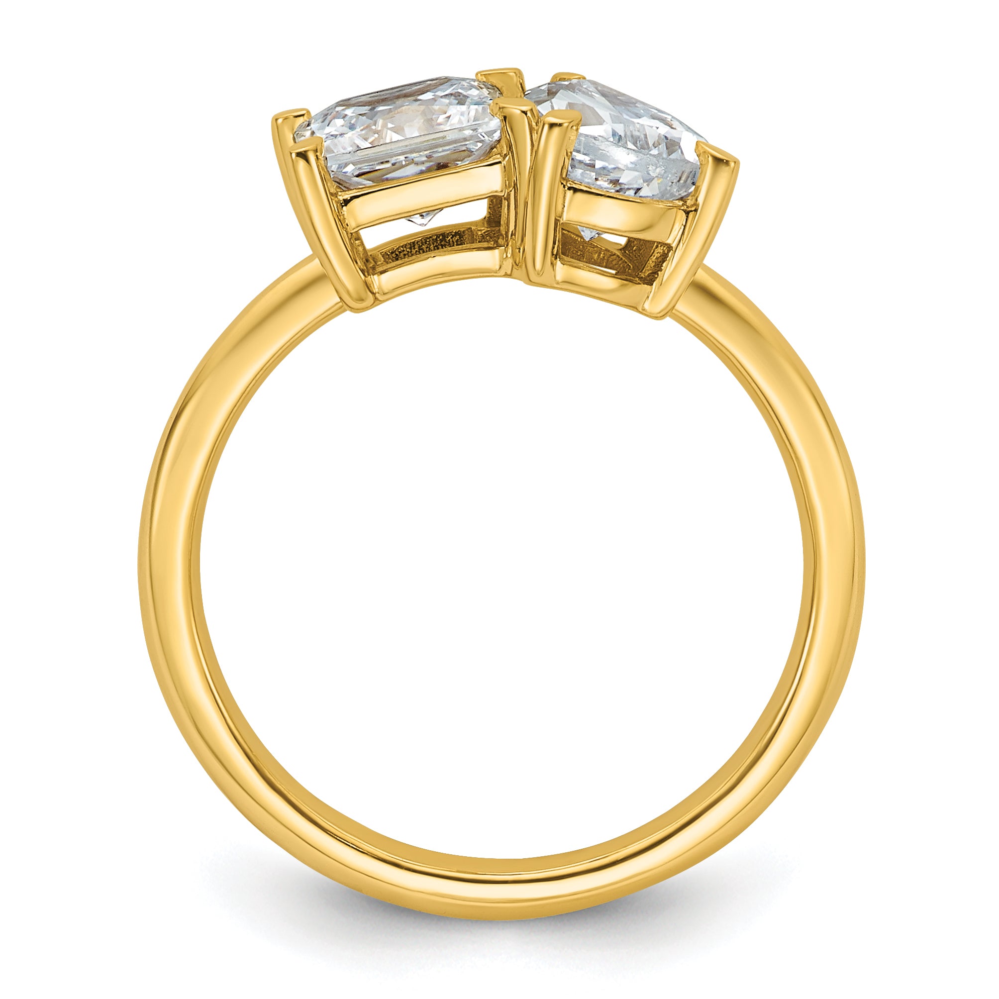 14k 2 carat Lab Grown Diamond VS+ F+ Princess and Pear Complete Asymmetrical Two Stone Engagement Ring Secondary image