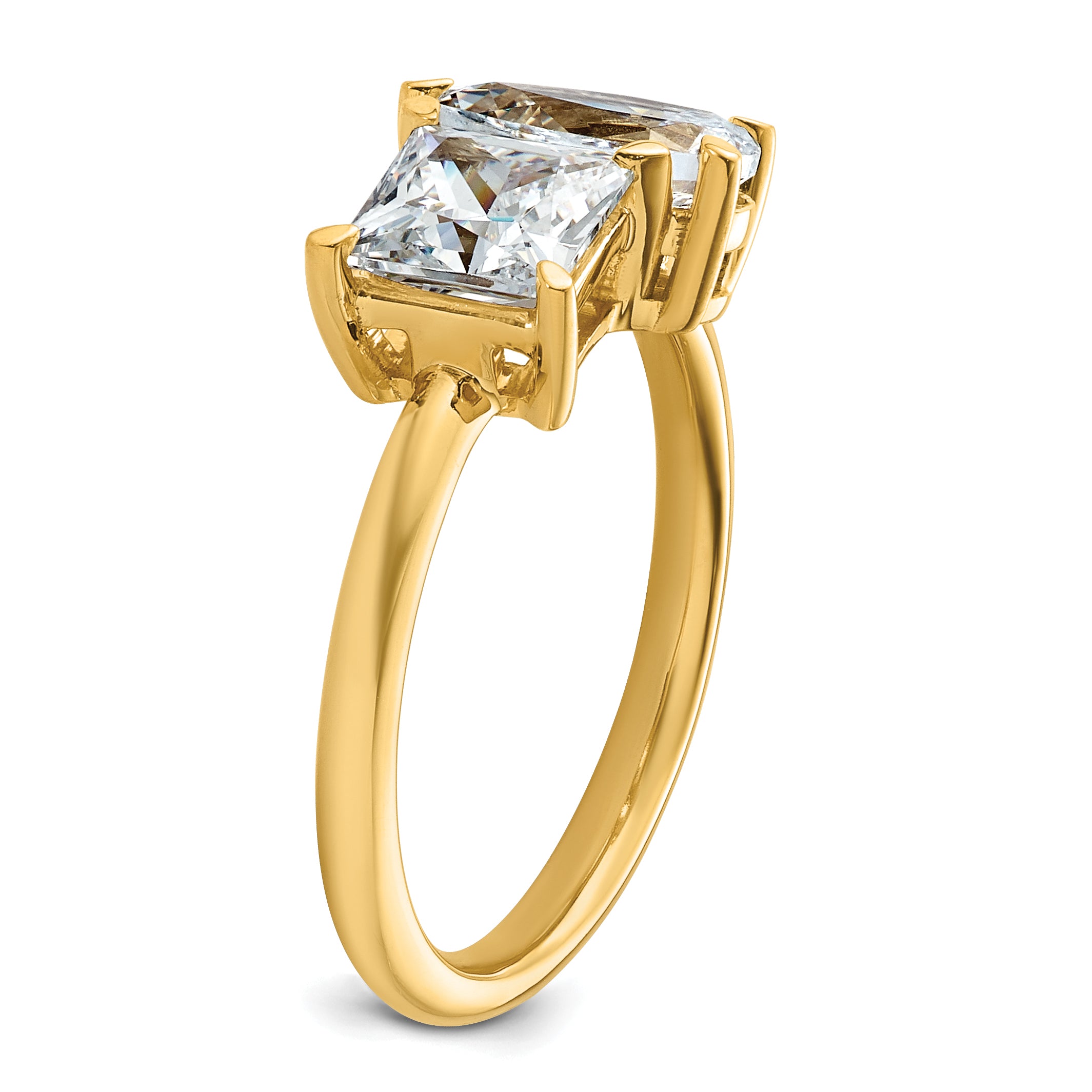 14k 2 carat Lab Grown Diamond VS+ F+ Princess and Pear Complete Asymmetrical Two Stone Engagement Ring