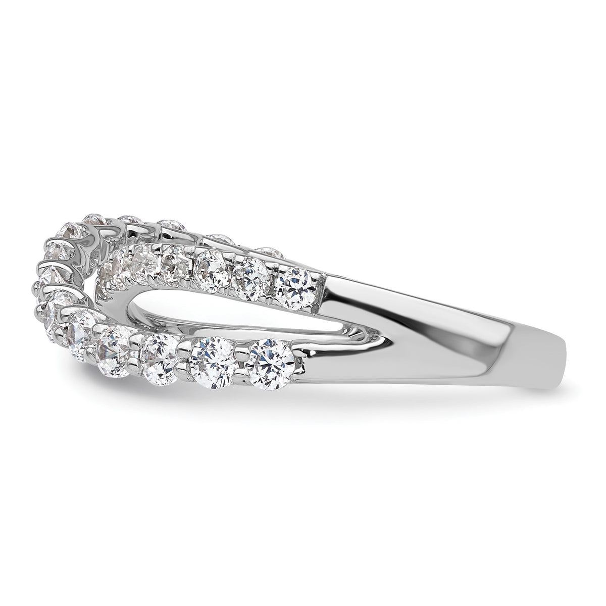 Lab-Grown Diamond Crisscross Band in 14K White Gold, 2.4mm (1 ct. tw.), Size 7 - Sophia Jewelers