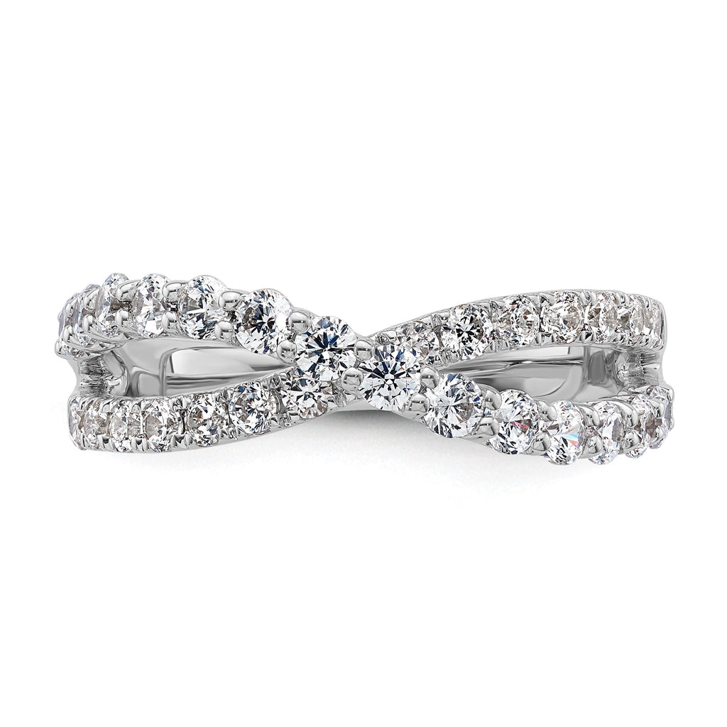 Lab-Grown Diamond Crisscross Band in 14K White Gold, 2.4mm (1 ct. tw.), Size 7 - Sophia Jewelers