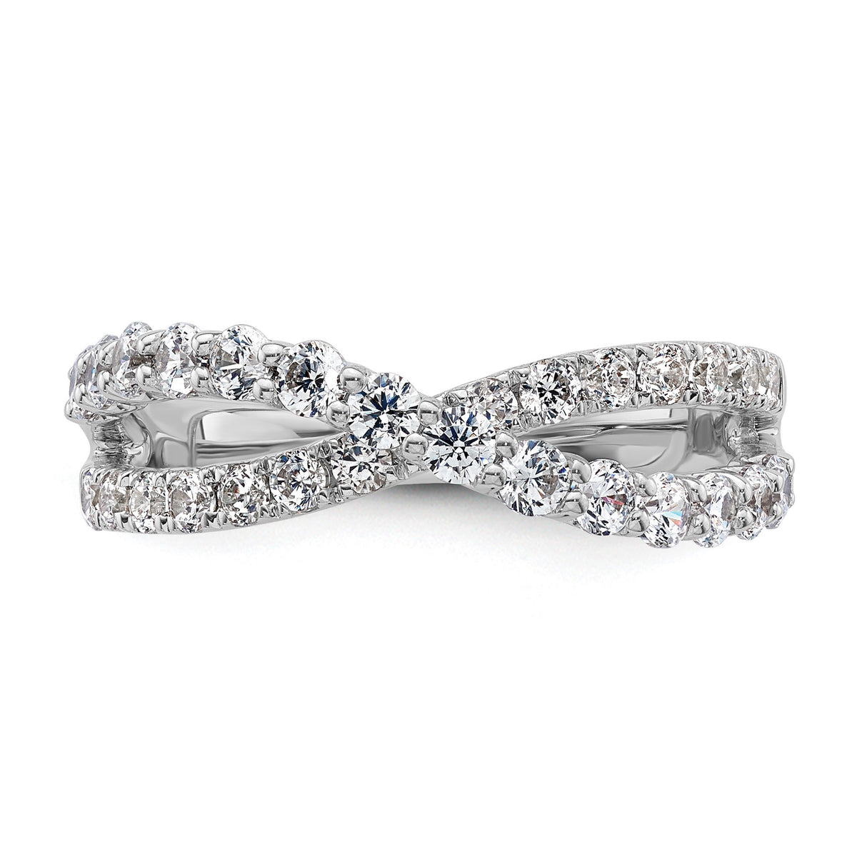 Lab-Grown Diamond Crisscross Band in 14K White Gold, 2.4mm (1 ct. tw.), Size 7 - Sophia Jewelers