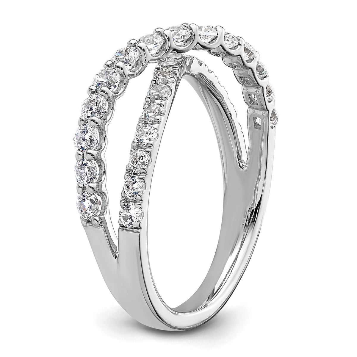 Lab-Grown Diamond Crisscross Band in 14K White Gold, 2.4mm (1 ct. tw.), Size 7 - Sophia Jewelers