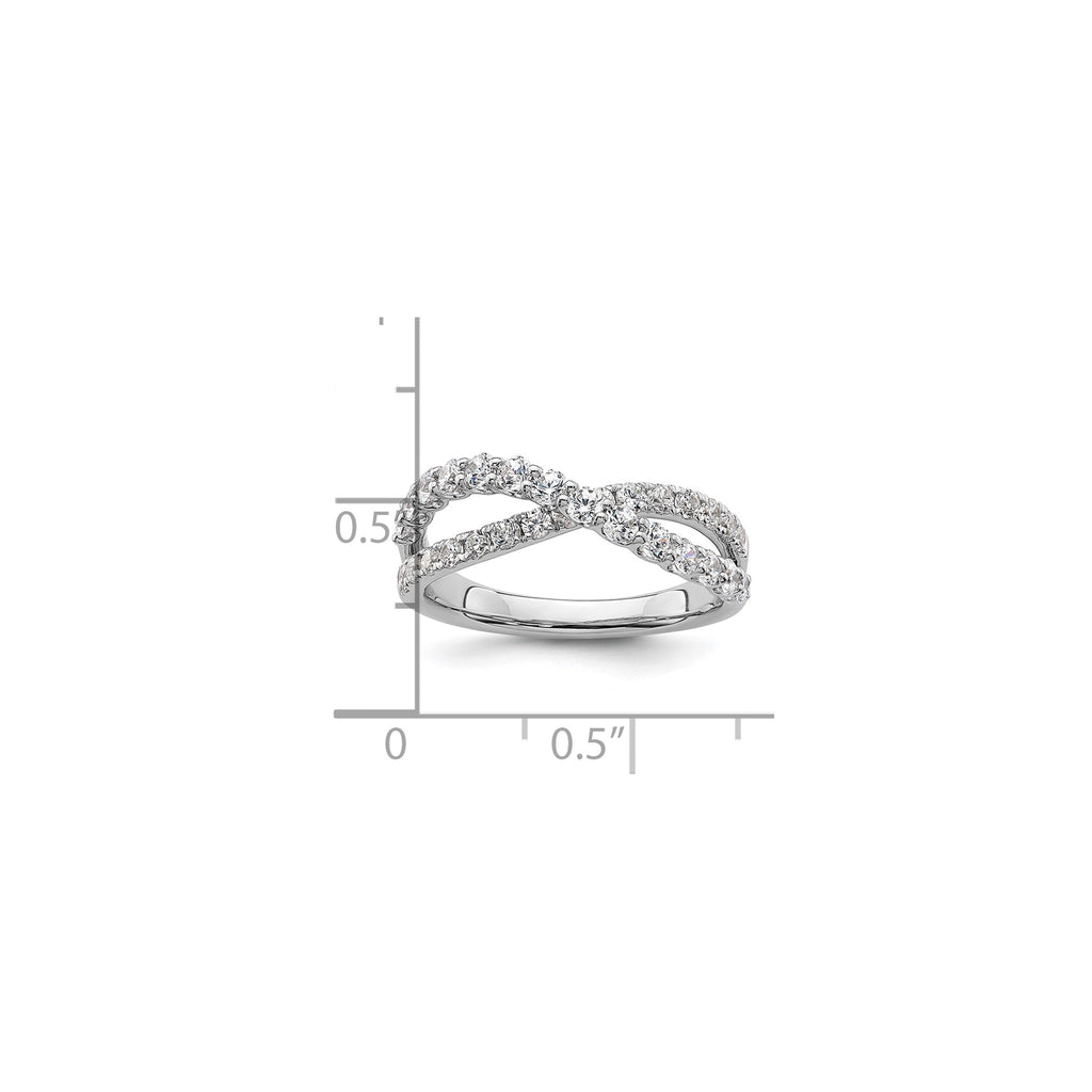 Lab-Grown Diamond Crisscross Band in 14K White Gold, 2.4mm (1 ct. tw.), Size 7 - Sophia Jewelers