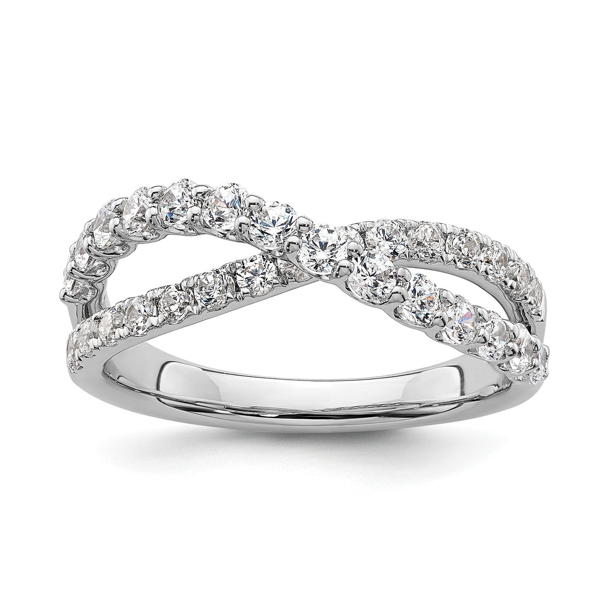 Lab-Grown Diamond Crisscross Band in 14K White Gold, 2.4mm (1 ct. tw.), Size 7 - Sophia Jewelers