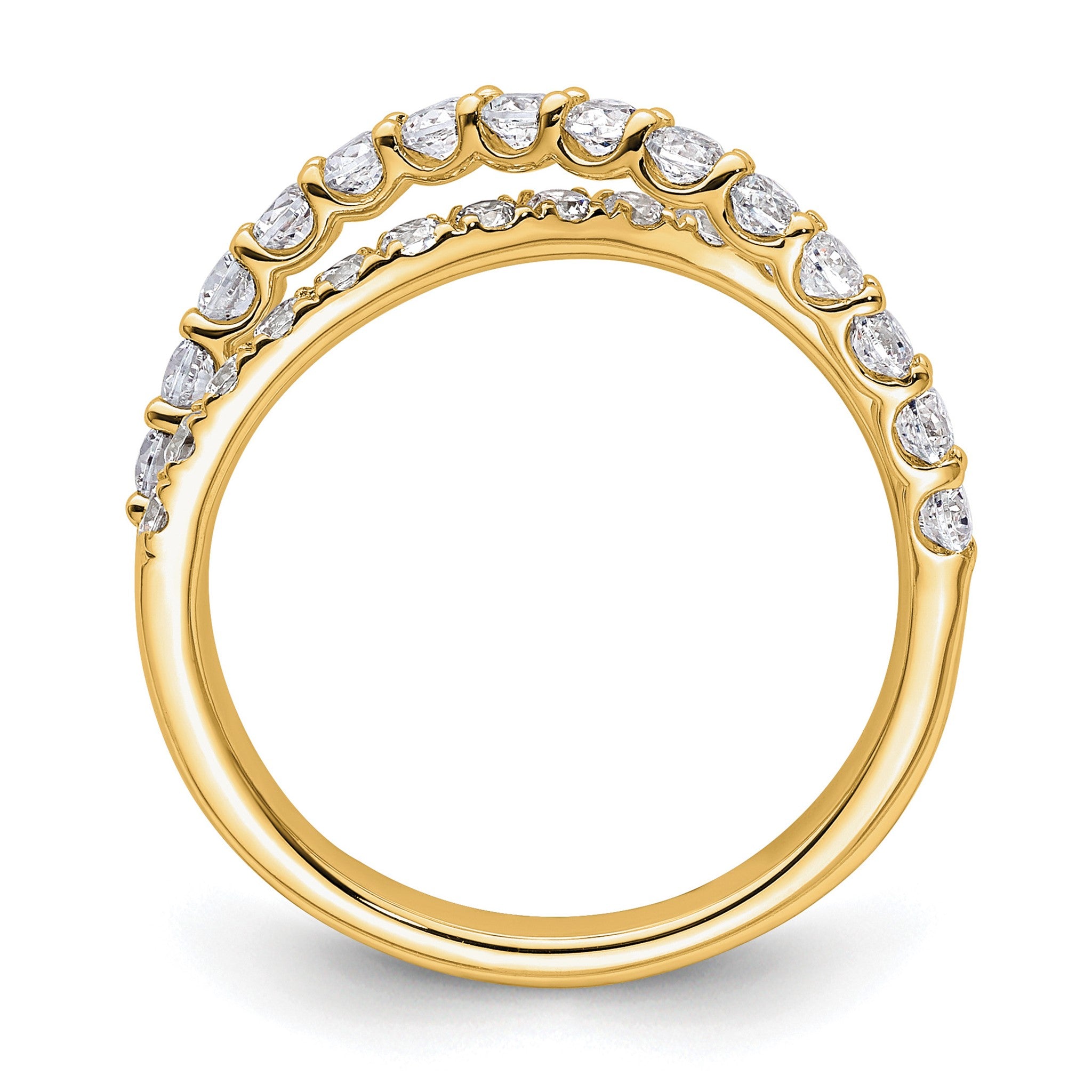 Lab-Grown Diamond Crisscross Band in 14K Yellow Gold, 2.4mm (1 ct. tw.), Size 7 Secondary image