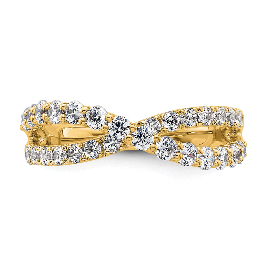 Lab-Grown Diamond Crisscross Band in 14K Yellow Gold, 2.4mm (1 ct. tw.), Size 7 - Sophia Jewelers