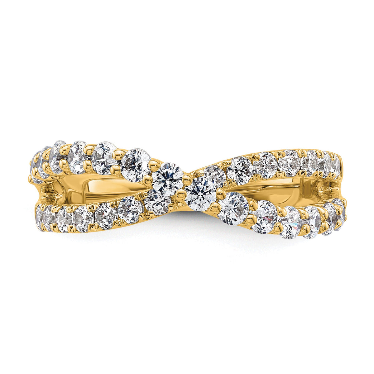 Lab-Grown Diamond Crisscross Band in 14K Yellow Gold, 2.4mm (1 ct. tw.), Size 7 - Sophia Jewelers