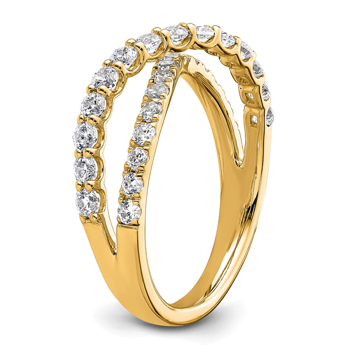 Lab-Grown Diamond Crisscross Band in 14K Yellow Gold, 2.4mm (1 ct. tw.), Size 7 - Sophia Jewelers