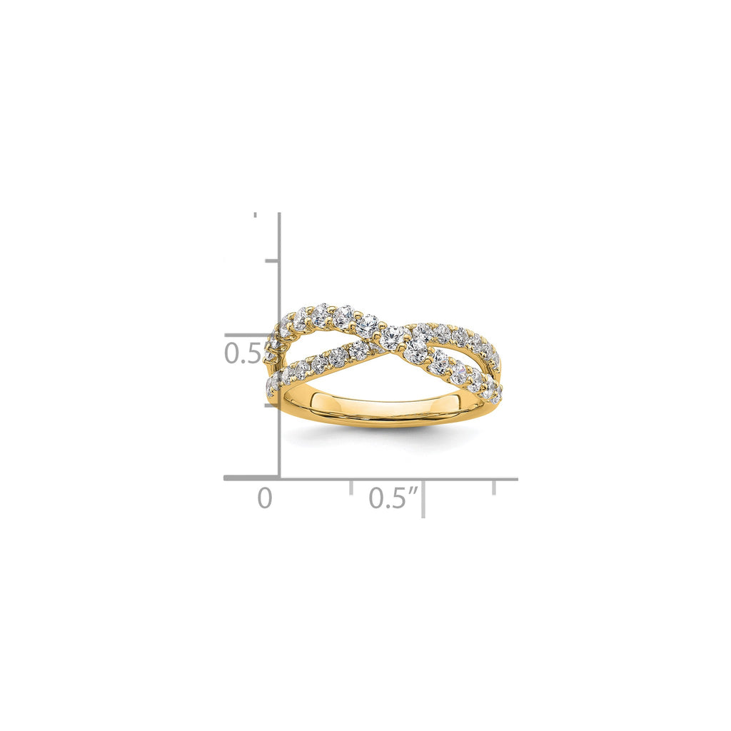 Lab-Grown Diamond Crisscross Band in 14K Yellow Gold, 2.4mm (1 ct. tw.), Size 7 - Sophia Jewelers