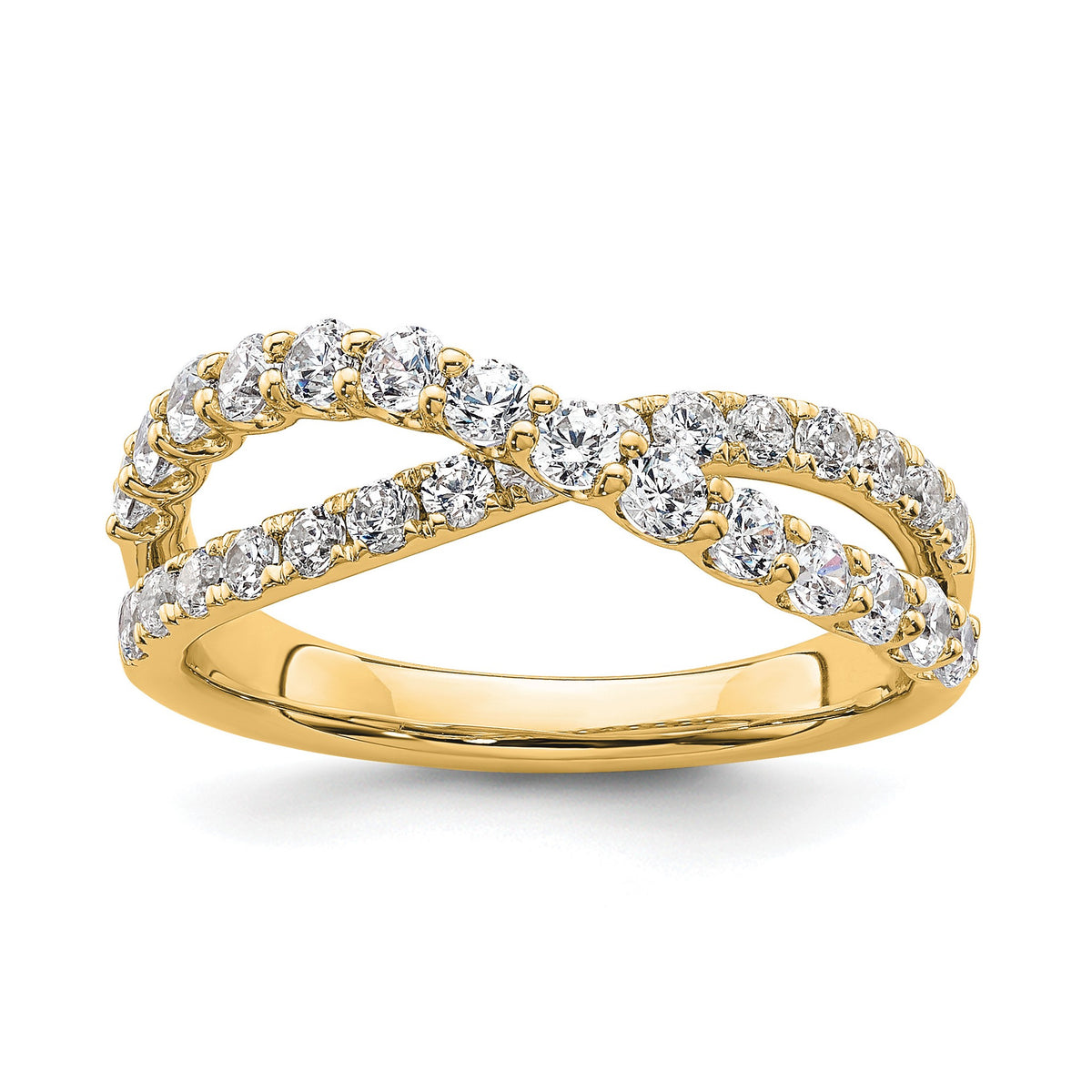 Lab-Grown Diamond Crisscross Band in 14K Yellow Gold, 2.4mm (1 ct. tw.), Size 7 - Sophia Jewelers Main image