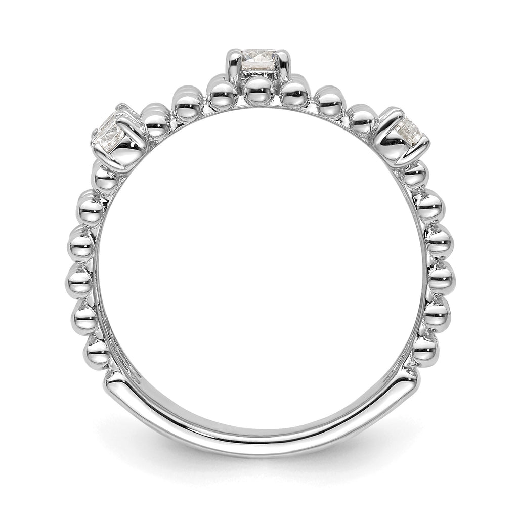Lab-Grown Diamond Triple Band in 14K White Gold, 4mm (3/8 ct. tw.), Size 7 - Sophia Jewelers