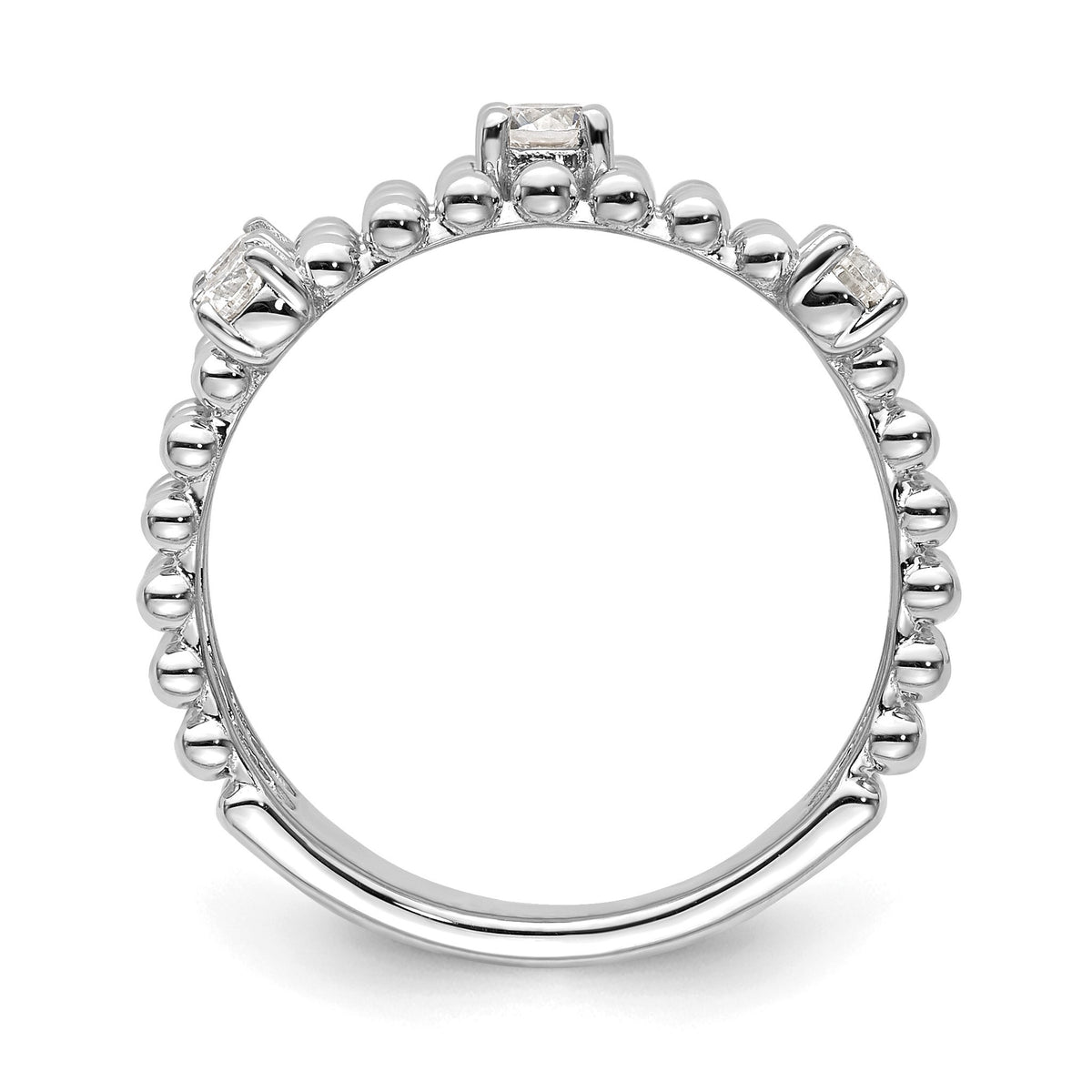 Lab-Grown Diamond Triple Band in 14K White Gold, 4mm (3/8 ct. tw.), Size 7 - Sophia Jewelers