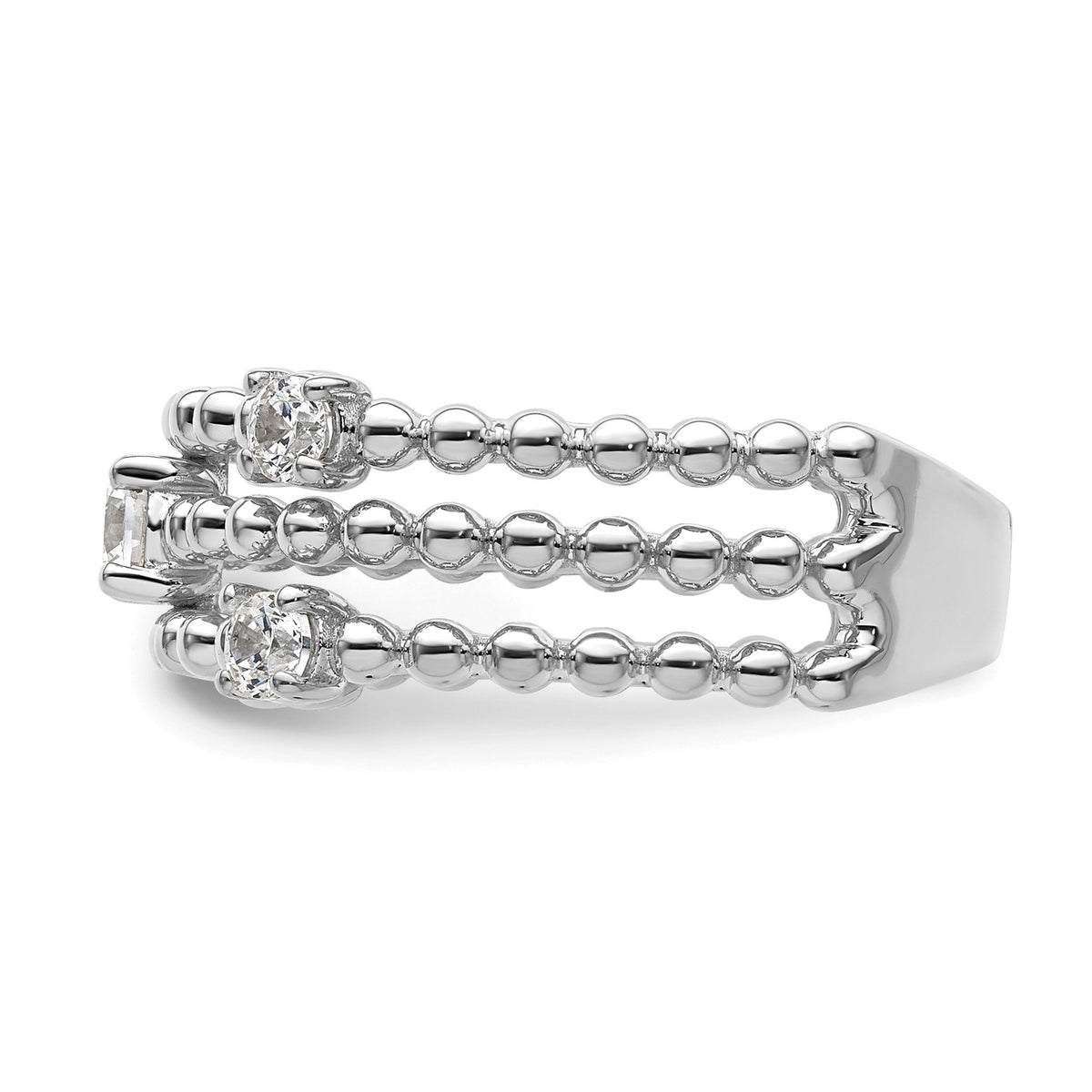 Lab-Grown Diamond Triple Band in 14K White Gold, 4mm (3/8 ct. tw.), Size 7 - Sophia Jewelers