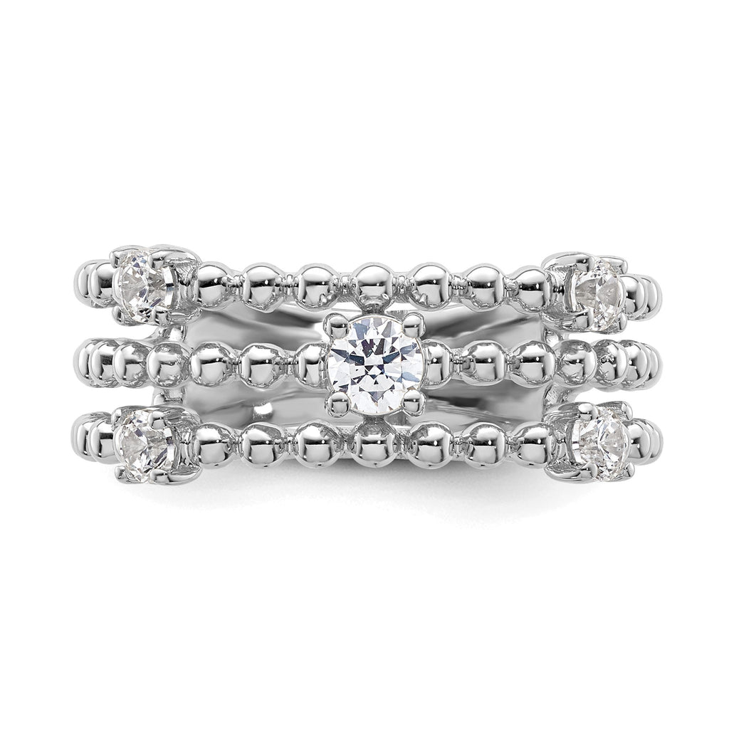 Lab-Grown Diamond Triple Band in 14K White Gold, 4mm (3/8 ct. tw.), Size 7 - Sophia Jewelers