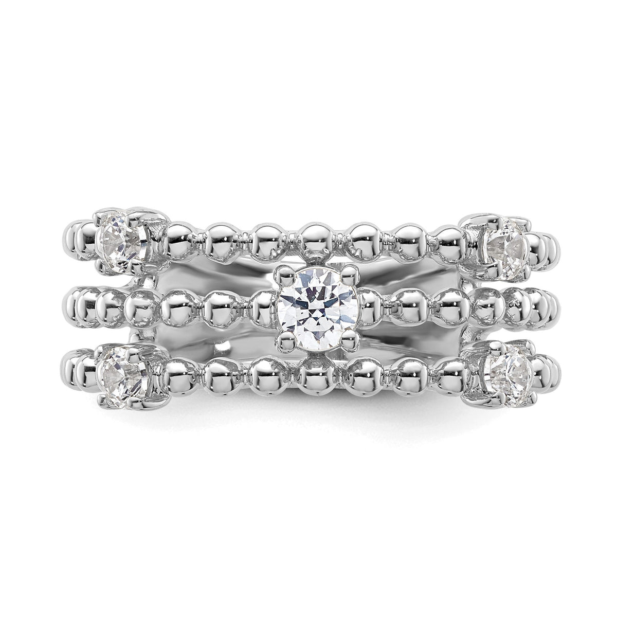 Lab-Grown Diamond Triple Band in 14K White Gold, 4mm (3/8 ct. tw.), Size 7 - Sophia Jewelers