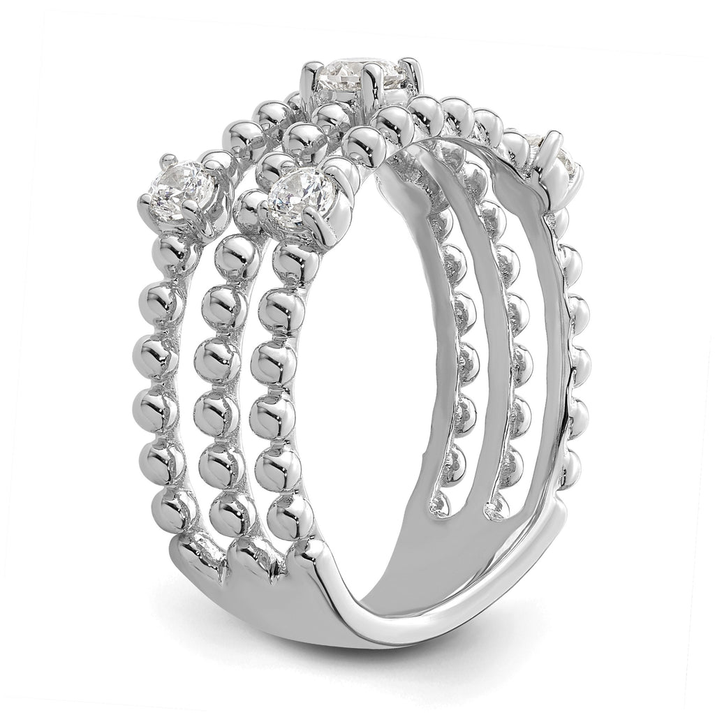 Lab-Grown Diamond Triple Band in 14K White Gold, 4mm (3/8 ct. tw.), Size 7 - Sophia Jewelers