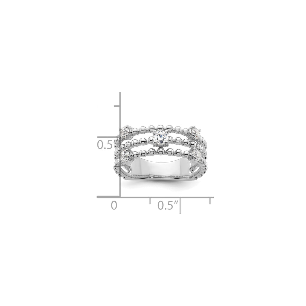 Lab-Grown Diamond Triple Band in 14K White Gold, 4mm (3/8 ct. tw.), Size 7 - Sophia Jewelers