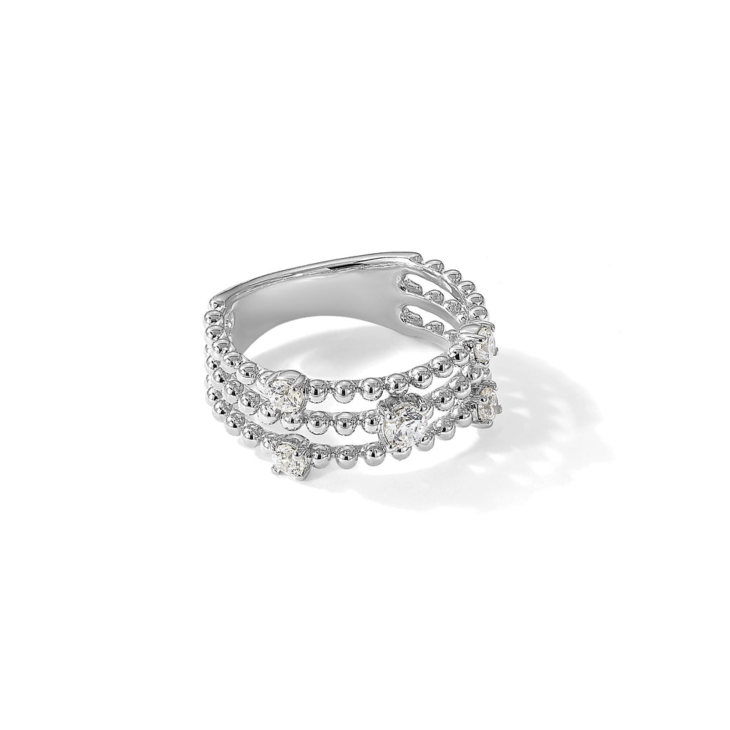 Lab-Grown Diamond Triple Band in 14K White Gold, 4mm (3/8 ct. tw.), Size 7 - Sophia Jewelers