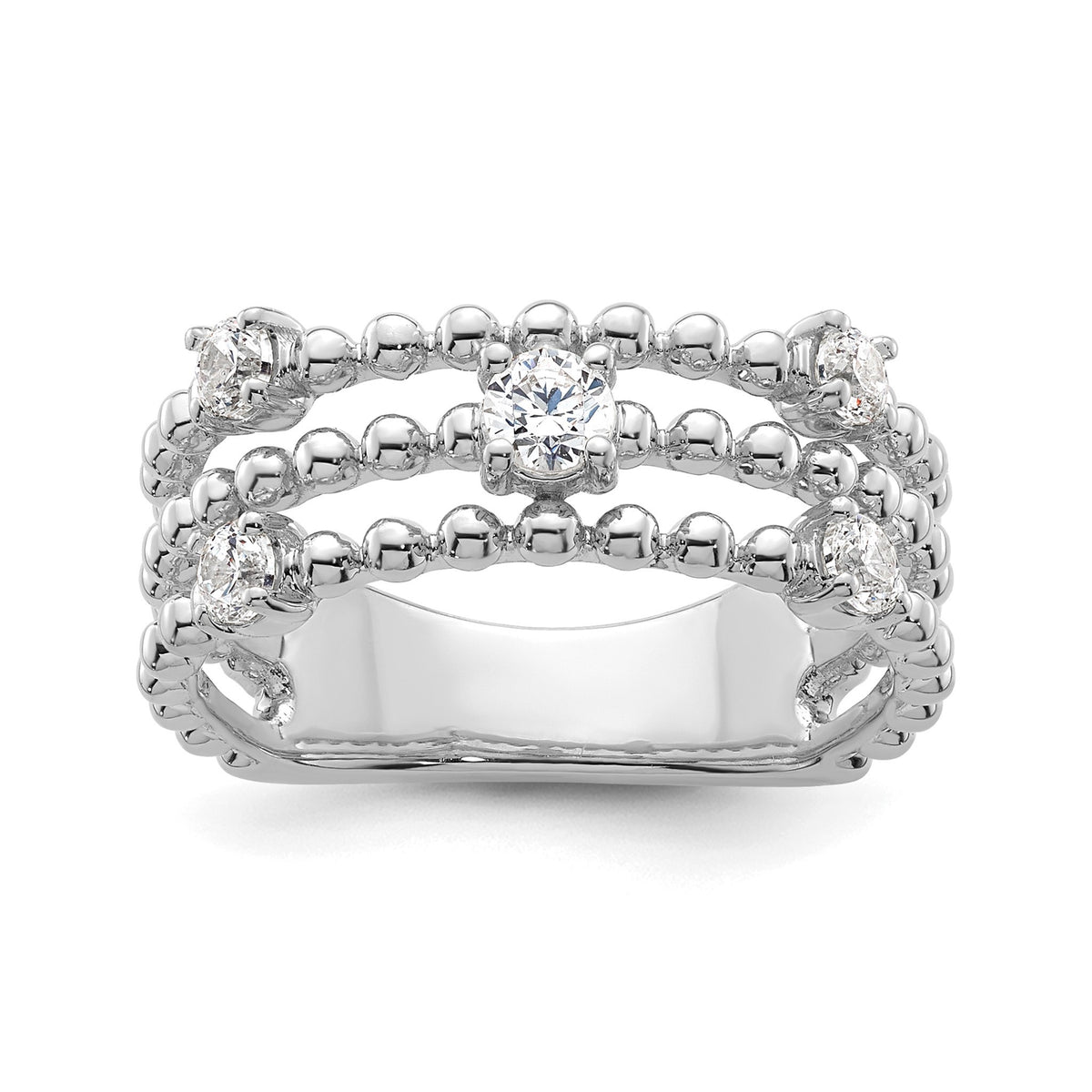 Lab-Grown Diamond Triple Band in 14K White Gold, 4mm (3/8 ct. tw.), Size 7 - Sophia Jewelers Main image
